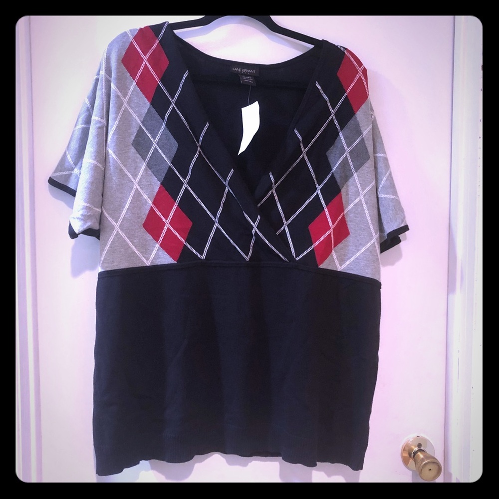 NWT Lane Bryant 26 28 argyle pattern sweater top